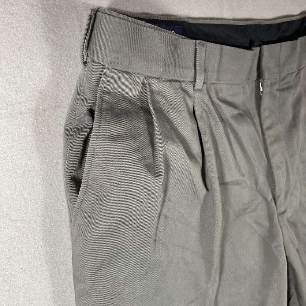 Lands End Pants Mens 34x31 Gray Traditional Fit Pleated Chinos Cuffed - Picture 3 of 7
